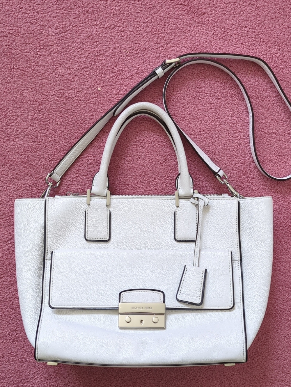 Michael Michael Kors White Leather Audrey Satchel